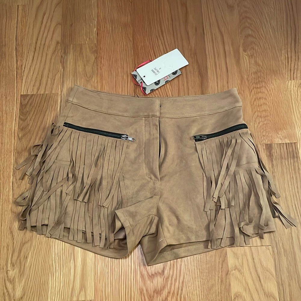 Fringe Tan Shorts